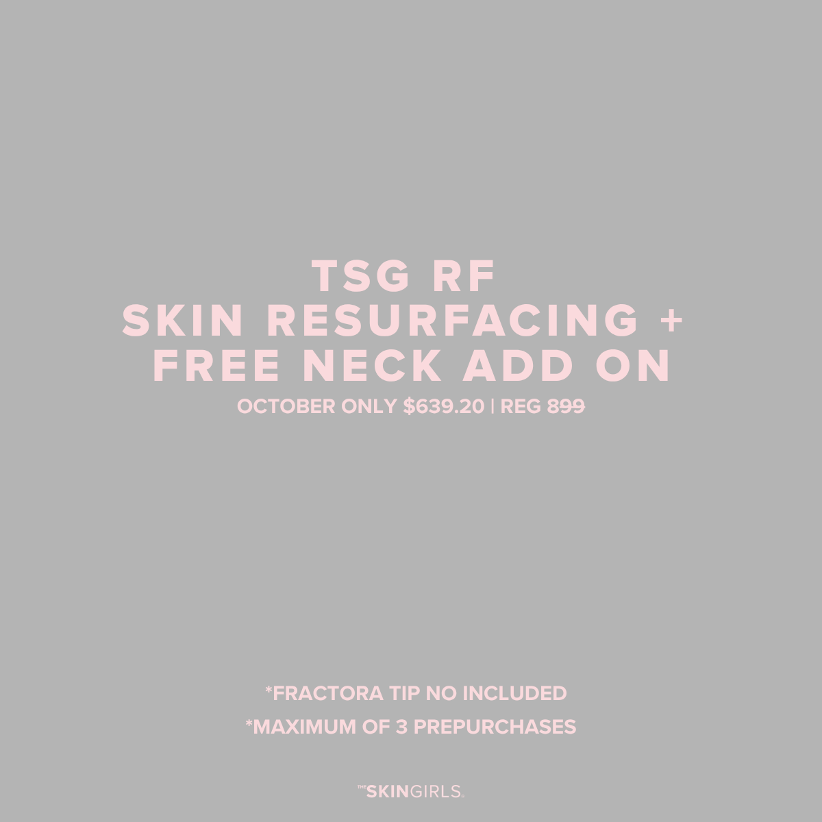 OCTOBER PROMO| 20% OFF TSG RF SKIN RESURFACING + FREE NECK ADD ON
